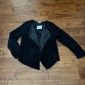 NET TOWOWGE Black Faux Fur Sherpa Open Jacket Size Small